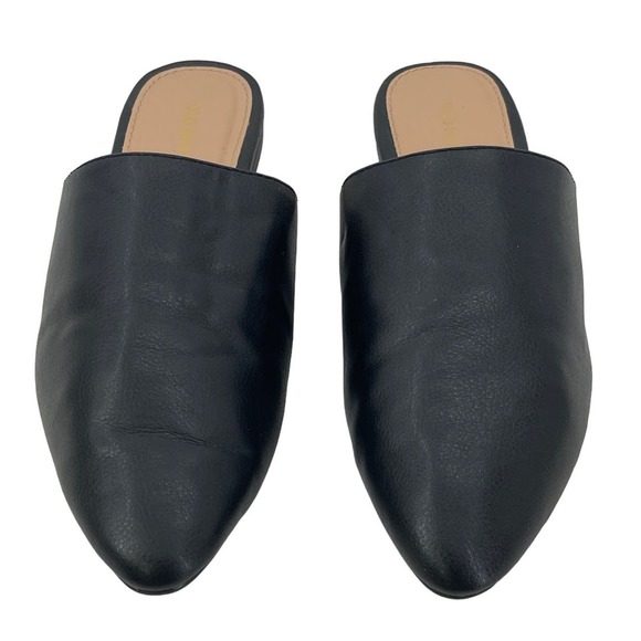 Old Navy Shoes - Old Navy Pointed Flat Mule Black Women Size 8 Faux Leather Shoes